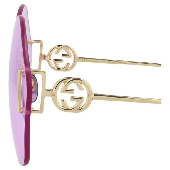 Gucci Womens Round/Oval Gold Gold Violet Fashion Designer Eyewear - Picture 4 of 4